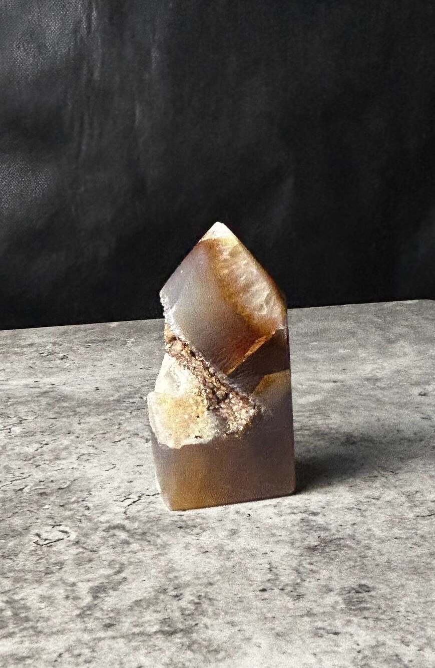 Natural Agate Crystal Tower 3.75 Inch Polished Point Geode Druzy